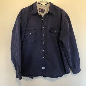 Quality Clothing Mens Button Up Cotton Navy Blue Shirt Size Large